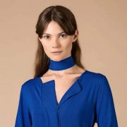 MALO collezione donna PE2020 Abito con spacchi laterali e cintura in merino