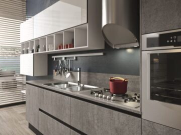 ARAN Cucine composizione Bijou con Grès effetto pietra