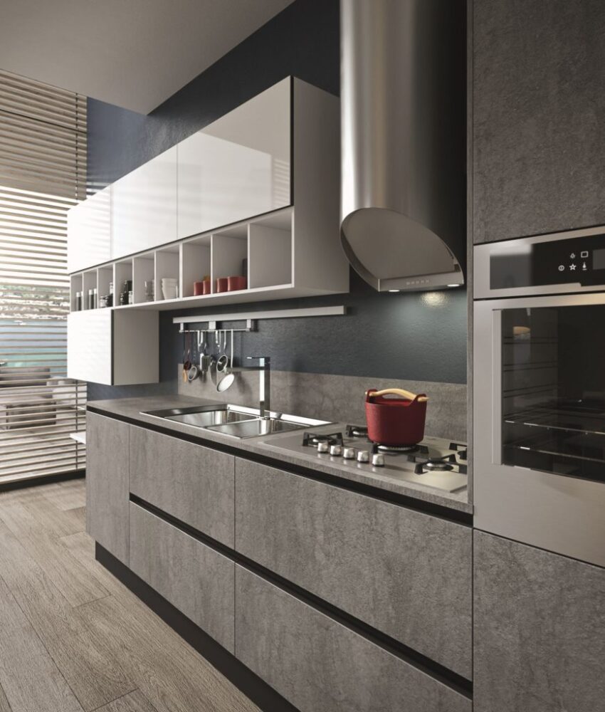 ARAN Cucine composizione Bijou con Grès effetto pietra