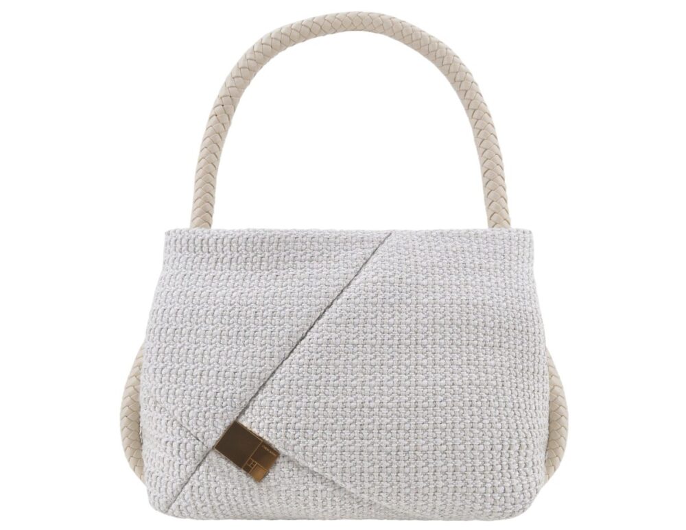 CALICANTO_HOBO LARGE RAFFIA CORDA WHITE