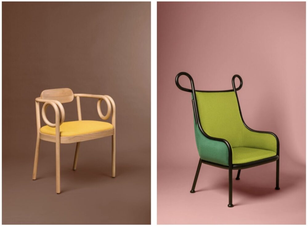 Loop dining chair e Mickey armchair di India Mahdavi per Gebrüder Thonet Vienna