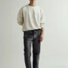 Cycle Jeans SS 25 - Indossato_felpa e denim trattati manualmente con una nuova pasta materica effetto gesso