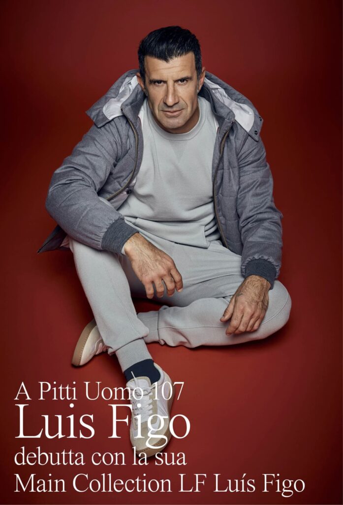 Luis Figo cerca di fare goal anche nel mondo della Moda. Il debutto della sua collezione è previsto a Pitti Uomo 107. 